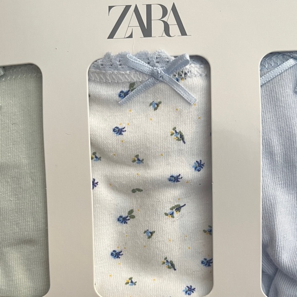 Zara Kids Floral Briefs Set - White Green and Blue size 9-10 - Picture 5 of 7